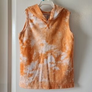 5t‎ Wondernation orange and white tie dye hoodie tank